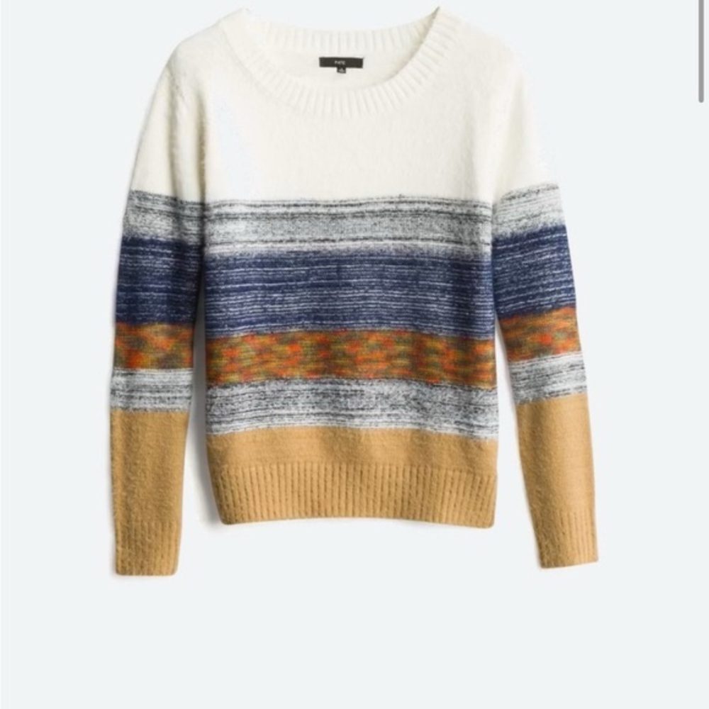Anthropologie Fate Color Block Striped Sweater Pullover Neutral Lagenlook Size M